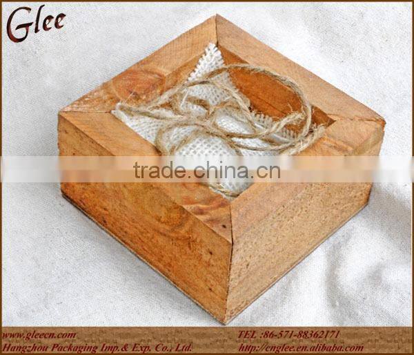 small size ring bearer box with burlap pillow 4in