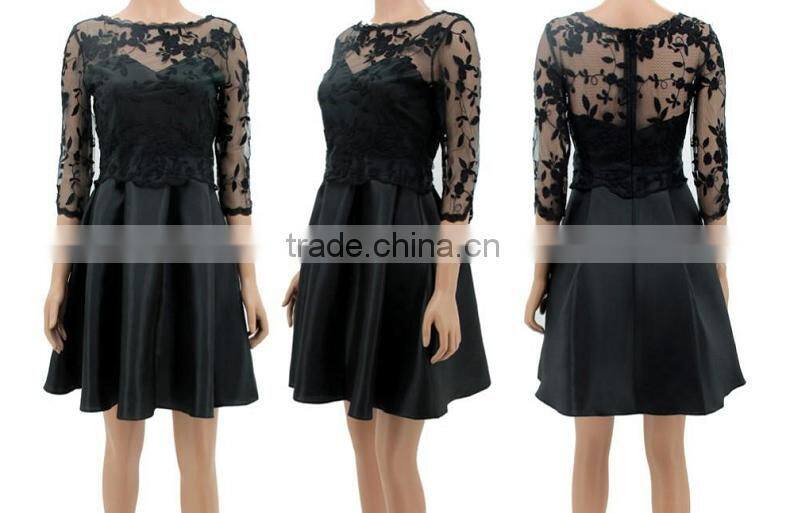 Fashion Ladies Sexy Lace Half Sleeve Evening Dress Women Mini Dress