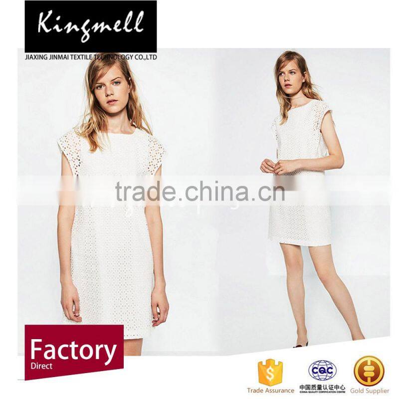 Wholesale organic white cotton fabric with 100% cotton for lady dress