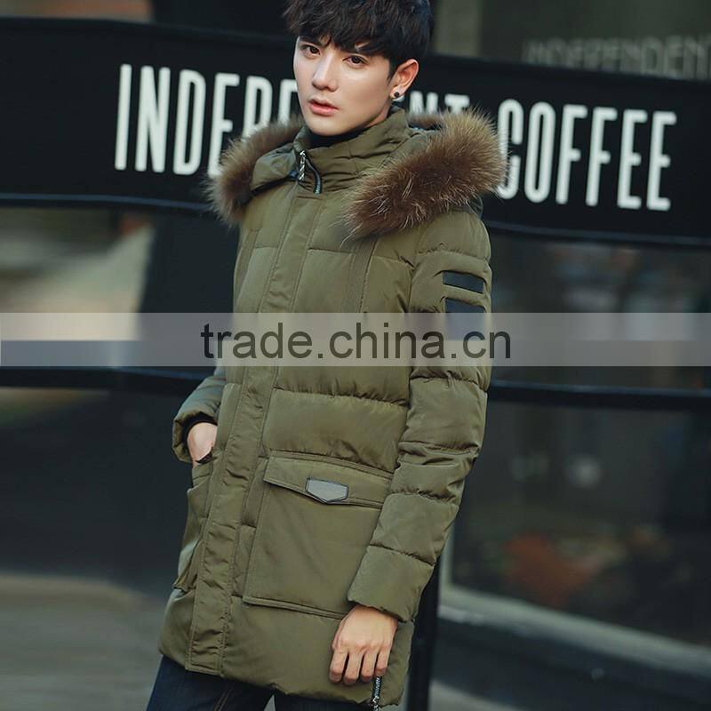 2016 top quality wind proof mens parka winter jacket with fur hood parka jackets wholesale blank