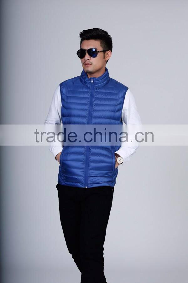 Wholesale ultra thin foldable men winter duck feather vest