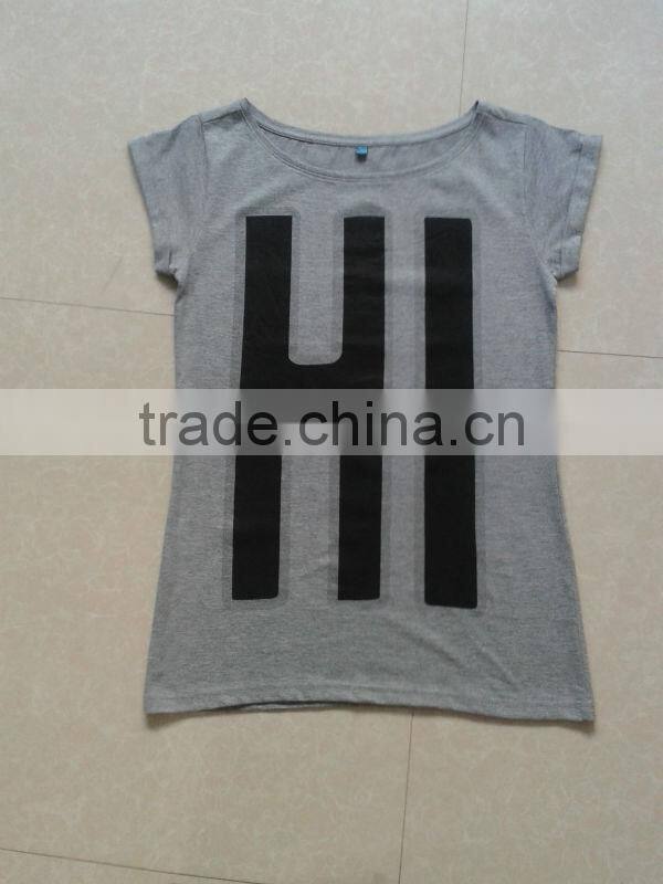 ladies gray melange light weight short sleeve T-shirt.