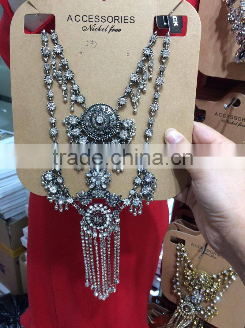 Big custome brand ZA new design diamond alloy necklace jewelry