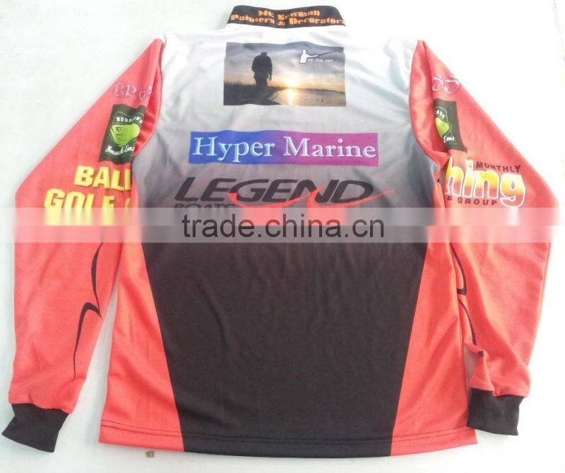 Custom made polyester fishing shirt with your brands/logos, 1/4 short zippers