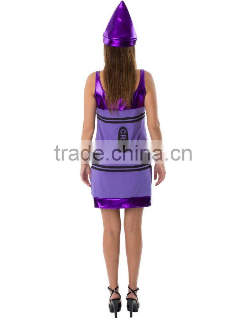 Women's Purple Crayon Fancy Dress Costume
