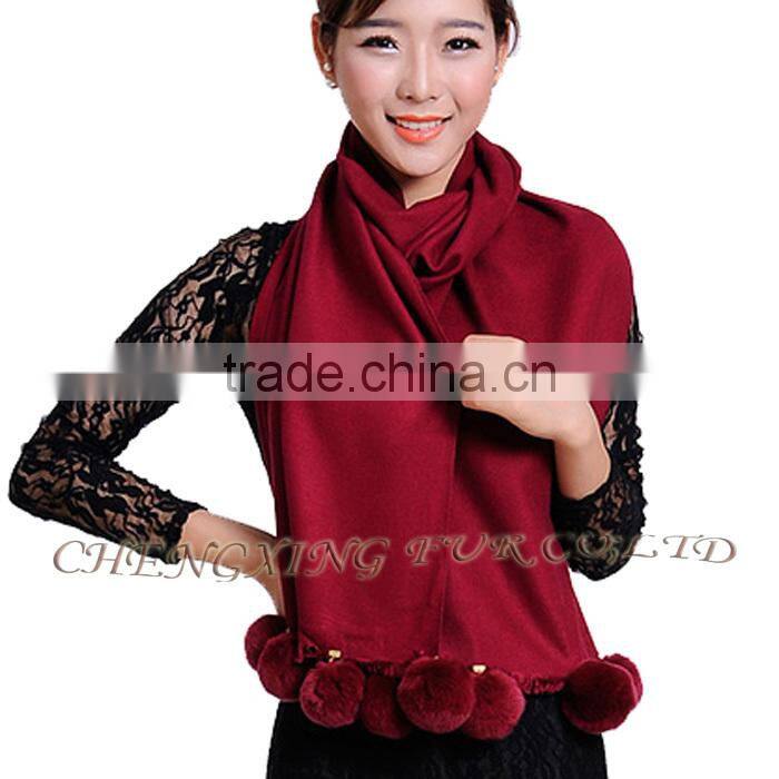 CX-B-P-42F Ladies New Design 100% Acrylic Cheap Shawls With Pompom