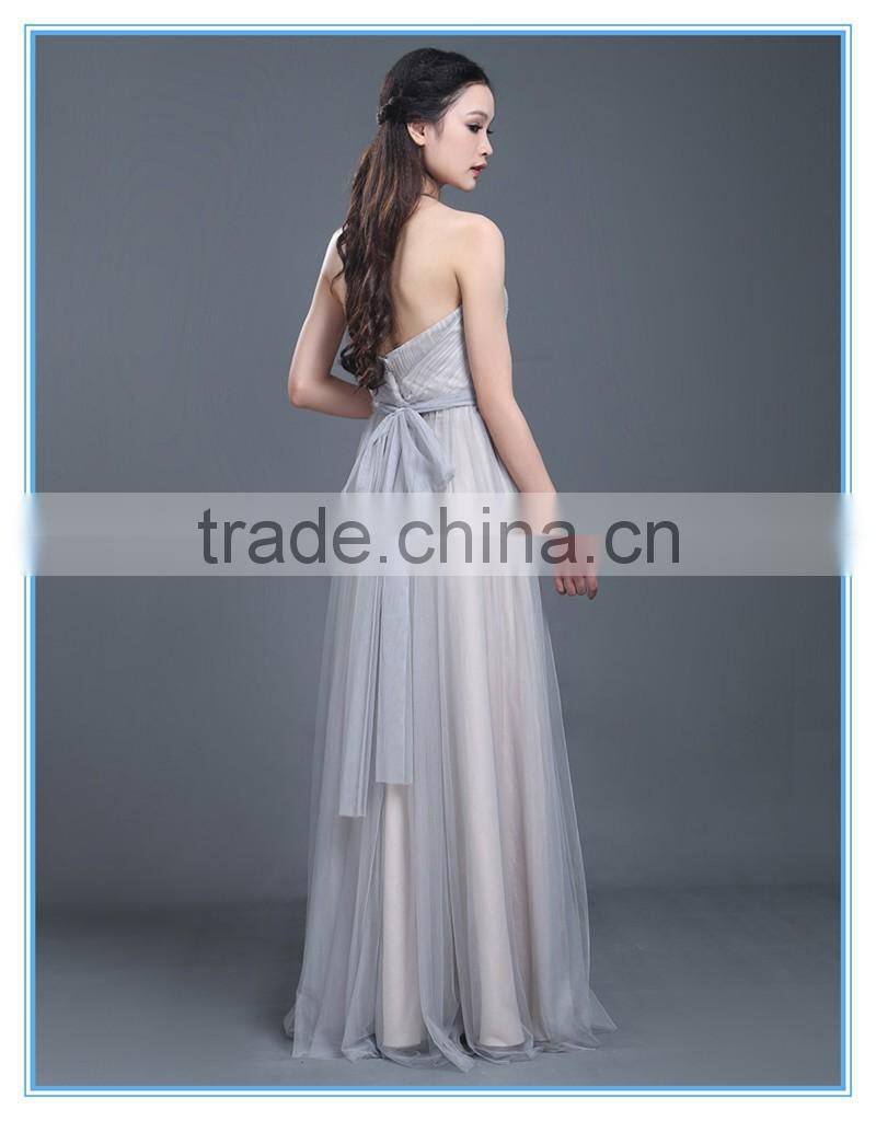 Latest Design Grace Woman Pleats Tulle Evening Dresses for Bridesmaids Dresses