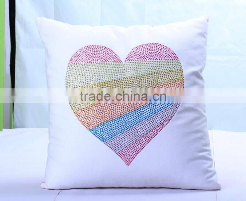 Colorful Love Heart Rhinestone Heat Transfer On Pillow Case