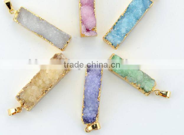 wire wrapped Amethyst quartz stone pendant charms wire wrapped gemstone charms druzy stone pendant for jewelry component 2016