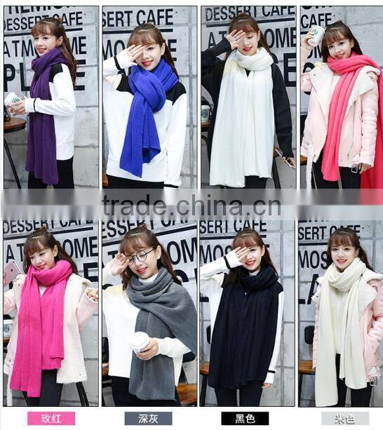 2017 new design fancy 16 colors latest ladies plain knit scarf