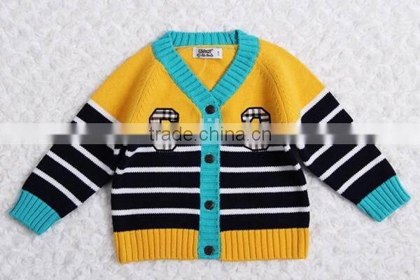 High quality kids winter sweater boys stripe cardigan