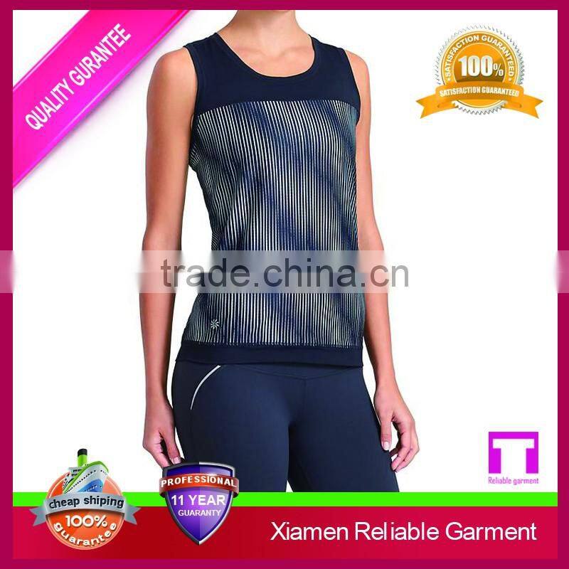 High quality fitness wholesale plain white stripe sport tank top