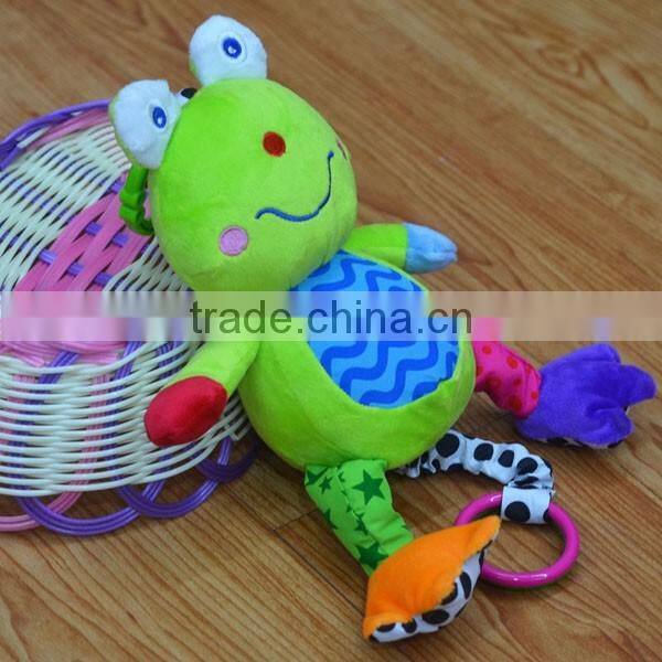 Cute frog pulling musical Plush toys baby educational stuffed & plush toy baby bed hanging toys