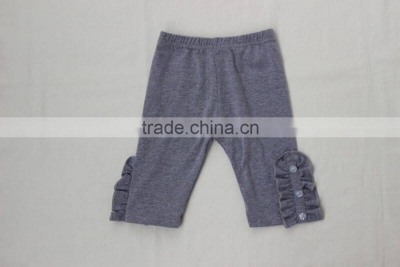 2017 Seasons Baby Girls Cotton Pants Beautiful Kids Girls Solid Color Capris Lace Ruffle