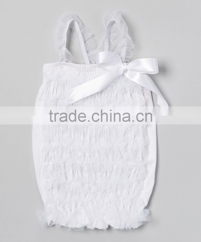 Newest White Ruffle Infant Romper With Bow Cute Toddler Girl Romper Pretty Kids Cothing Z-RR80804-13