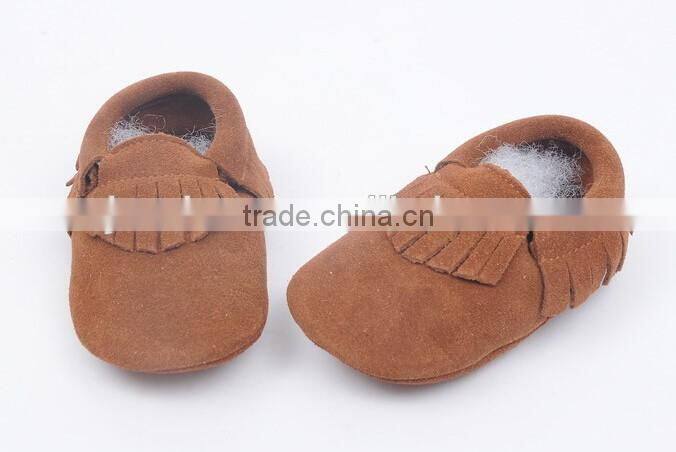 High quality suede leather moccains for baby, prewalk leather moccains