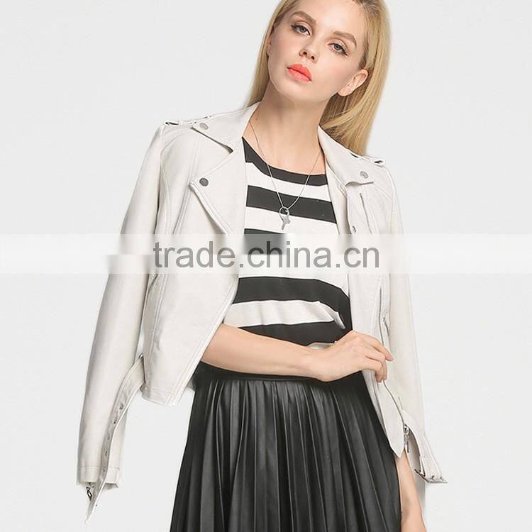 2017 latest designs lady casual fashion women leather jacket for wholesale winter coat leather