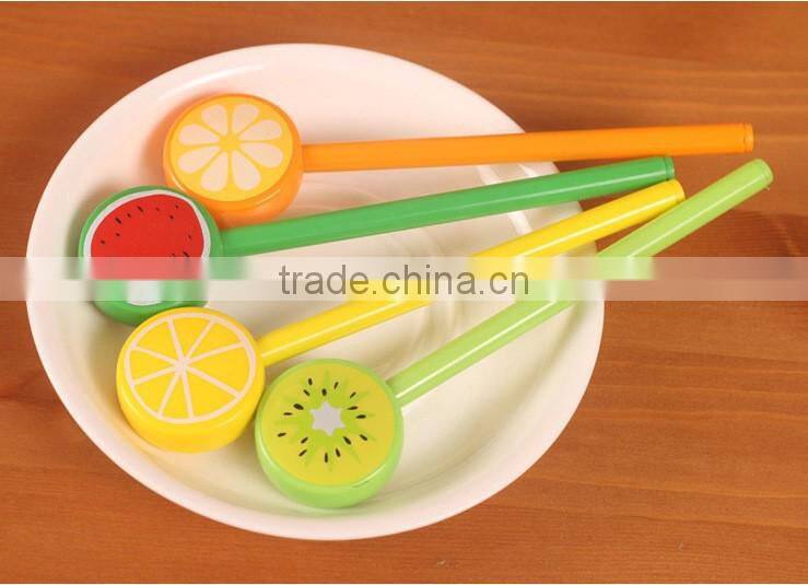Hot Sale Cute Cartoon Fruit Shape Black Gel Pen for Kids Promotion Gifts