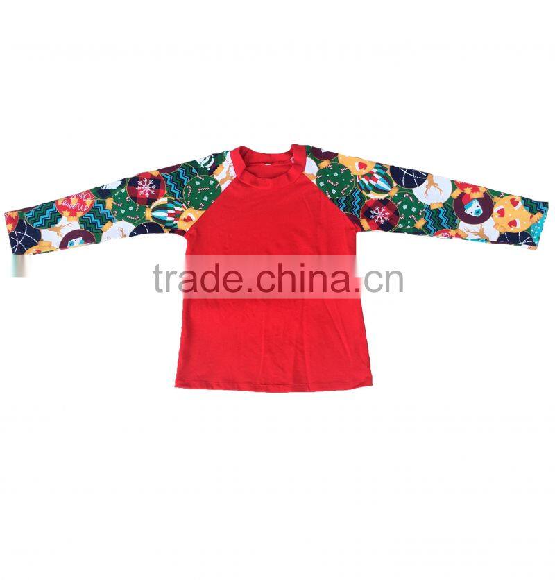 Wholesale Boutique printed Icing Raglan Shirts Sleeve Baseball Raglan Tee T Shirt Christmas Baby Ruffle