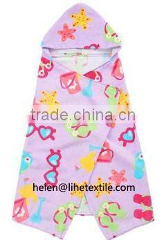 Kid's 100% cotton hooded towel printed design velour