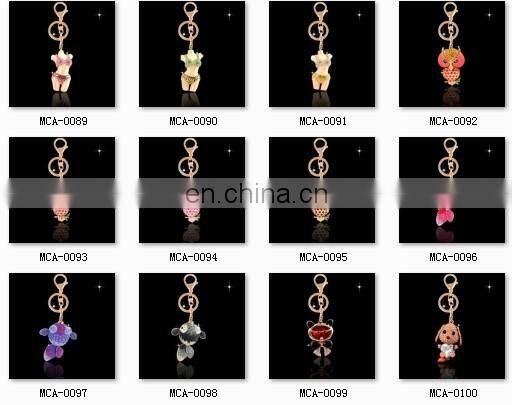 Fashion Crystal rhinestone beads mini toad keychain MCA-0312