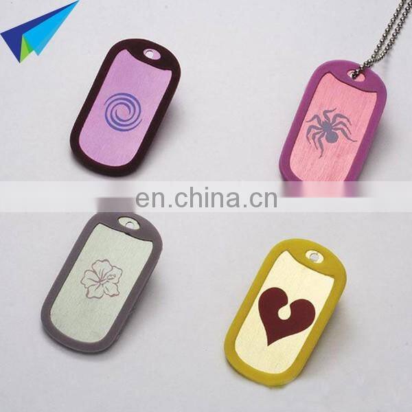 Aluminum red dog tag with engraved logo