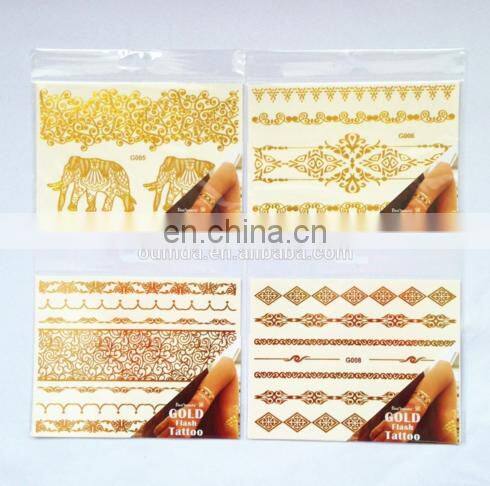 Flash tatoos foil gold temporary tattoo stickers