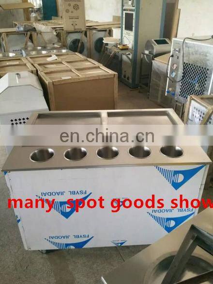 10 fruit container double pan Instant Ice Cream Rolls Machine/Thailand Rolled Fried Ice Cream Machine