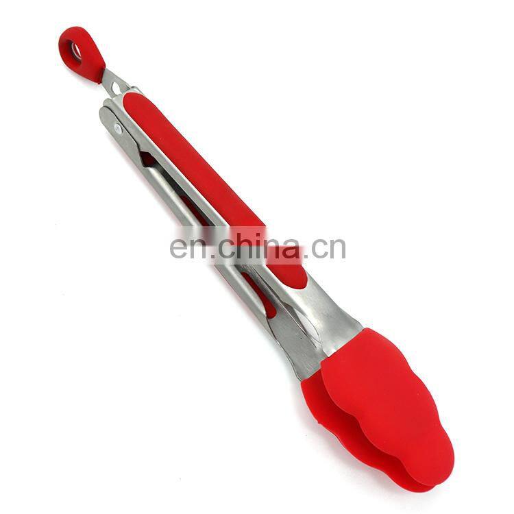 Hot Sell stainless steel handles silicone tongs with Lock