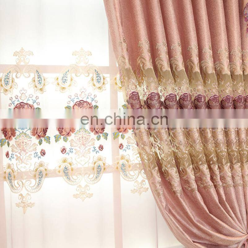 European luxury window embroidered curtains and drapes blackout chenille fabric Curtains