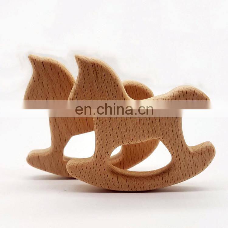 wooden animal horse crochet beads Teething toy wooden bead teether