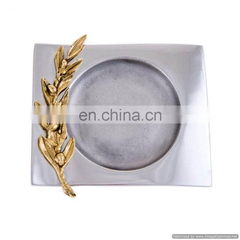 metal shiny gold leaf ashtray