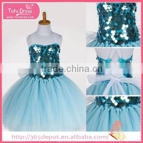 Medium length halter top tutu gauze dress with bright pattern decoration halloween costume