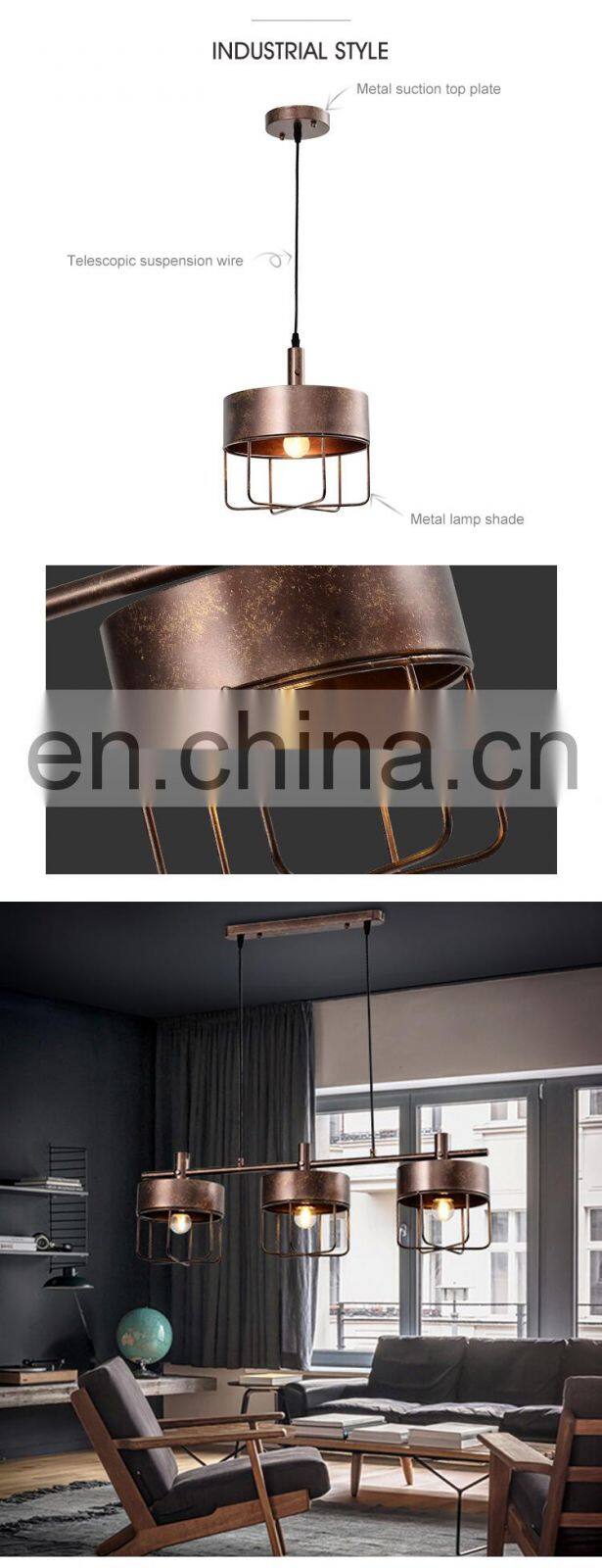 HUAYI New Design Vintage Style Iron Indoor 5W 15W Living Room Kitchen Hanging LED Pendant Light