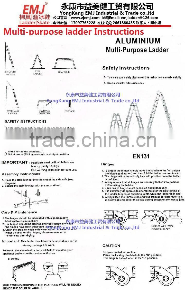 Multi-function ladder 4X4 with Big Hinge