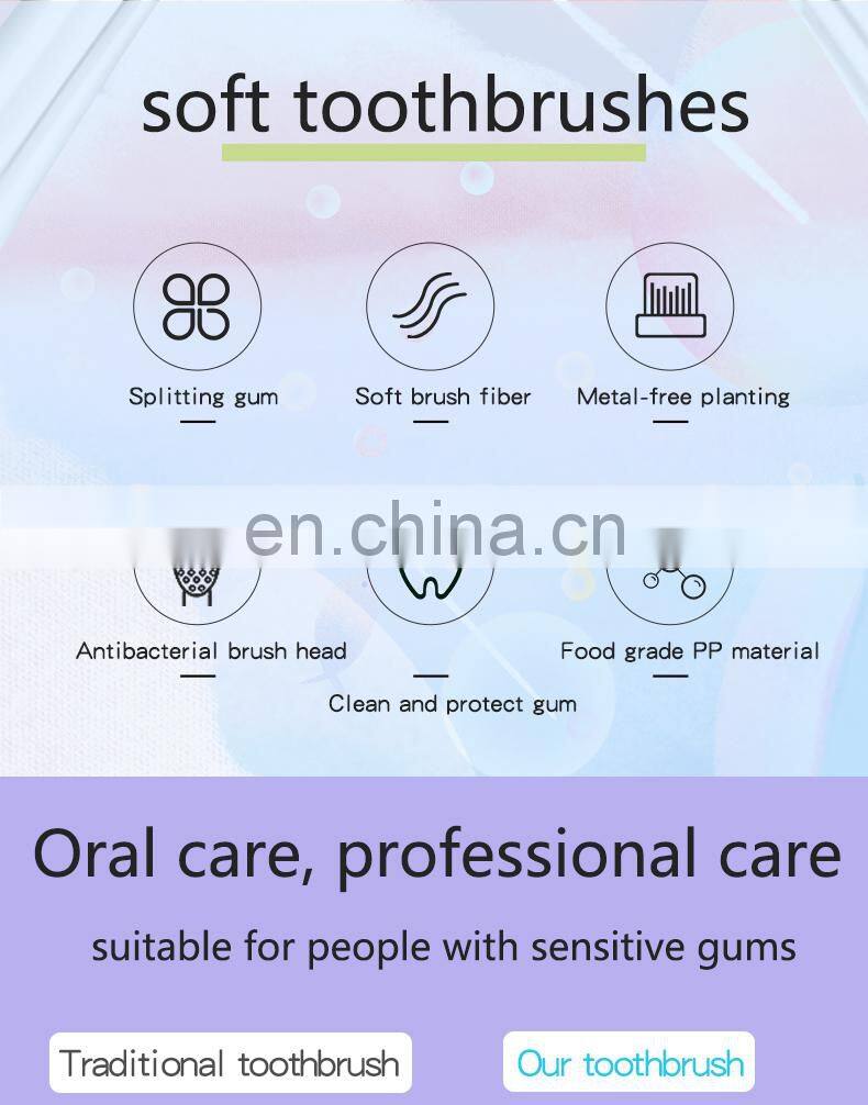 Private label Extra Soft Toothbrush Ultra Soft-bristled bamboo Teeth brush Micro-nano 20000 Floss Bristle Effect for adult