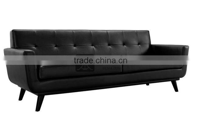 SF-198 High Quality Modern Faux Black PU Leather Sofa