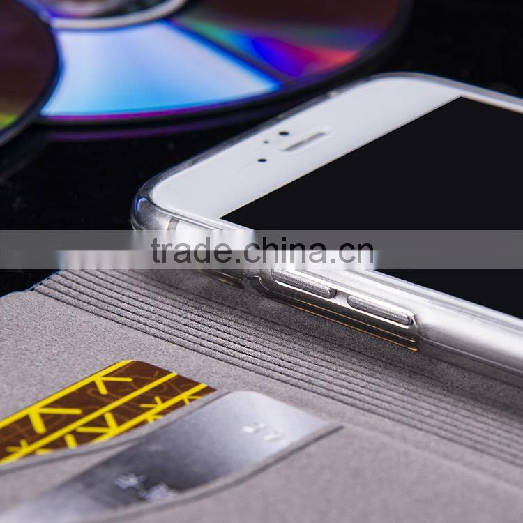 3D pattern wallet case style PU leather smartphone case for iphone 6