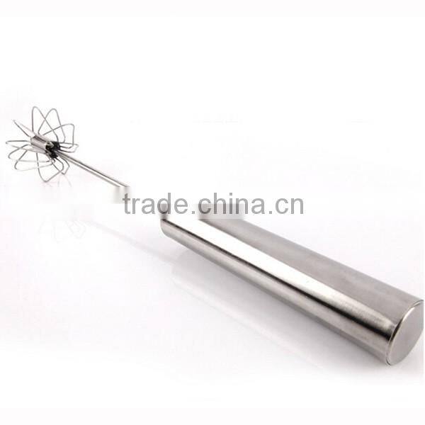 14'' Red silicone + stainless steel egg hand whisk semi-auto rotating whisk novelty silicone coated egg whisk