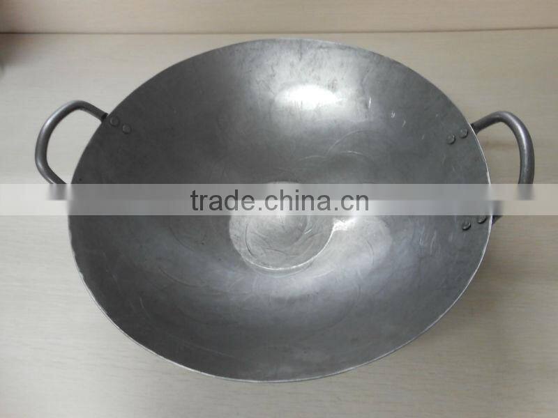 Hot Sell 36cm Double Handle Iron Wok Health Wok