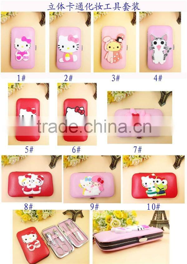 Promotional Gifts Stainless Steel 7PC Pink Hello Kitty Manicure Set