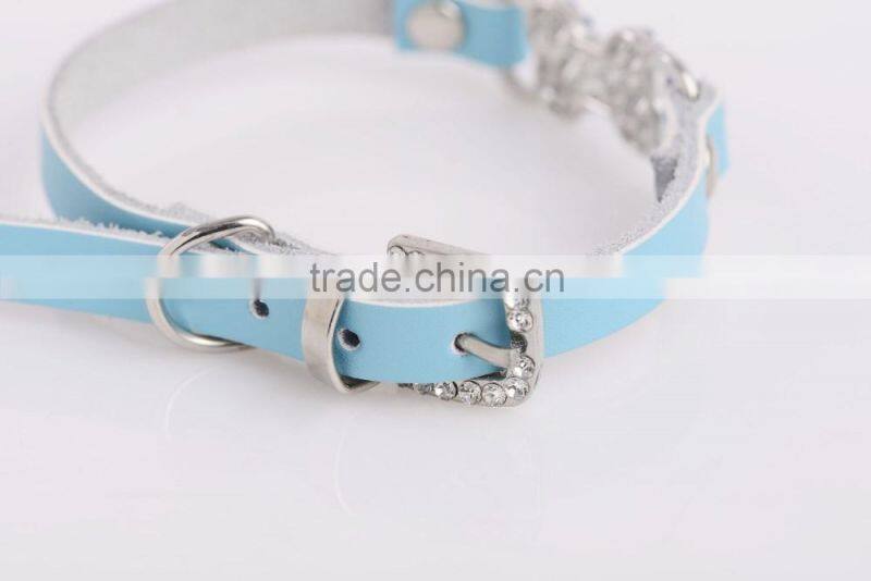 Wholesale diamond bone leather pet collar creative dog collars