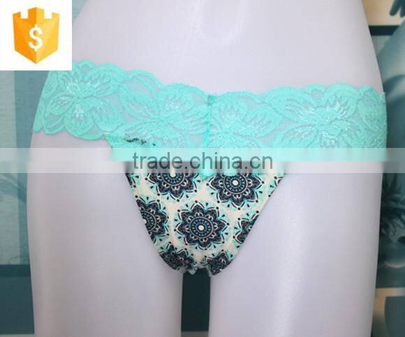 Sexy Lace Thong, Microfiber Printed Body, Girls' Sexy Underwear