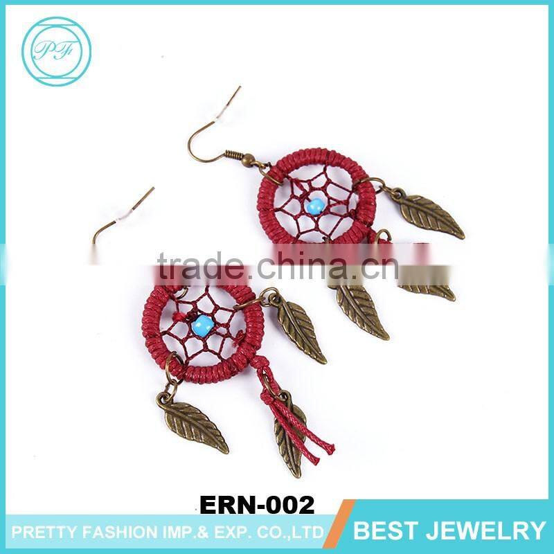 Yiwu Wholesale India Handmade Fashion Small Multicolored Dream Catcher Gold Jewelry Earrings In Zinc Alloy Jewelry