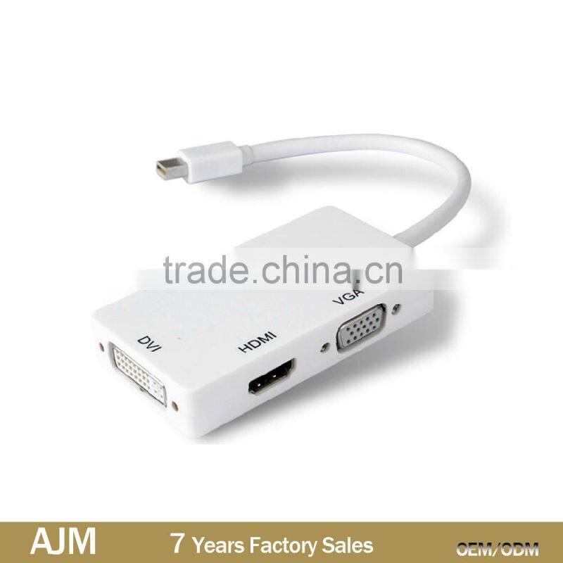3 in 1 Thunderbolt Mini DisplayPort DP to HDMI DVI Displayport Cable Adapter