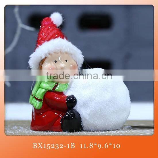 ceramic christmas red apple with santa claus decorative for sale