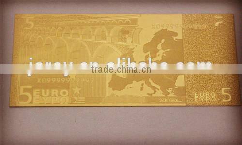 Gold plated banknotes gold 24k gold embossing Euro / US banknotes