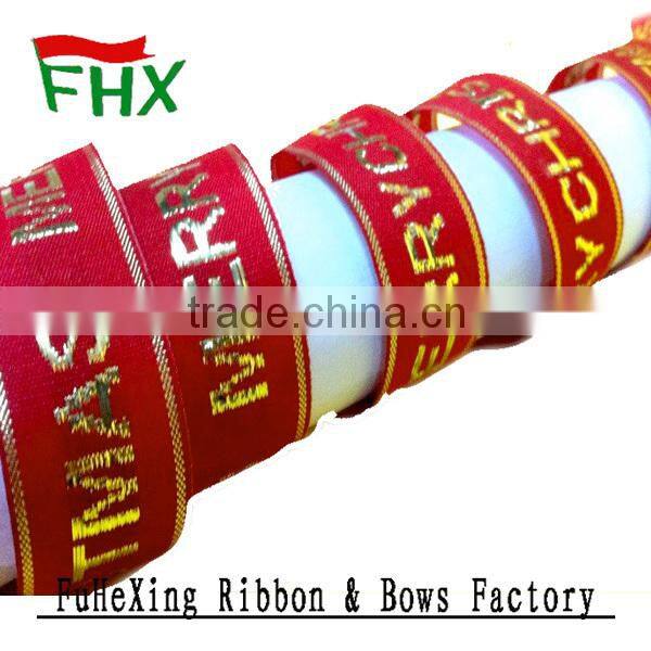 wholesale gold and red marry christmas gift ribbon