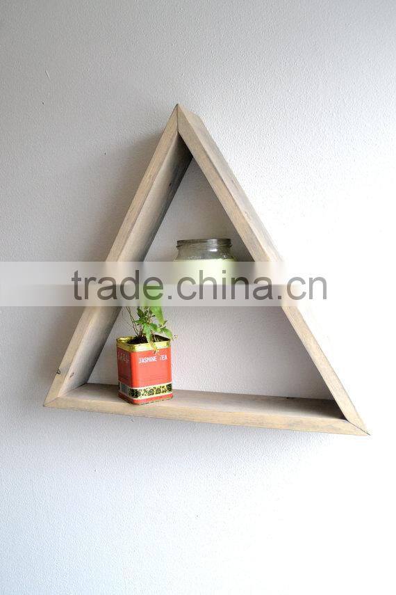 triangle wooden wall diy storage shelf
