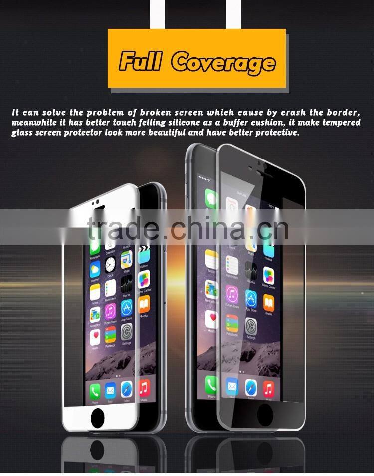 new premium full cover silicone edge 9H 0.33MM tempered glass screen protector for iphone 6